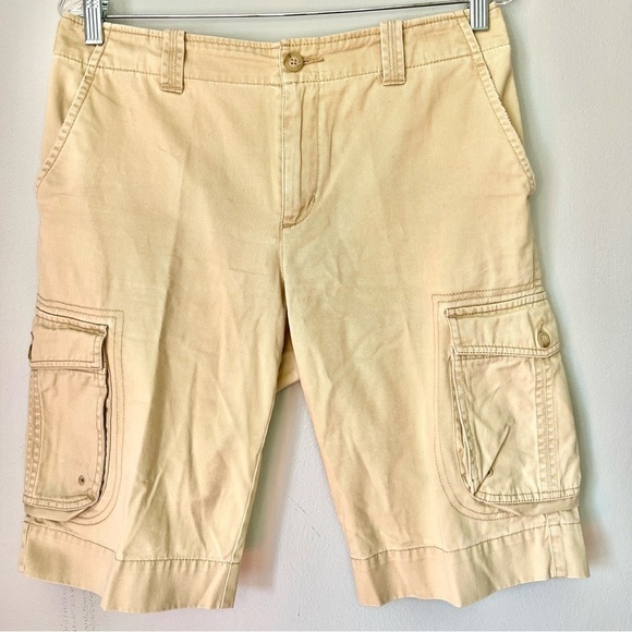 Vintage Lauren Ralph Lauren Khaki Cargo Shorts Size 8 with Pockets - Picture 1 of 13